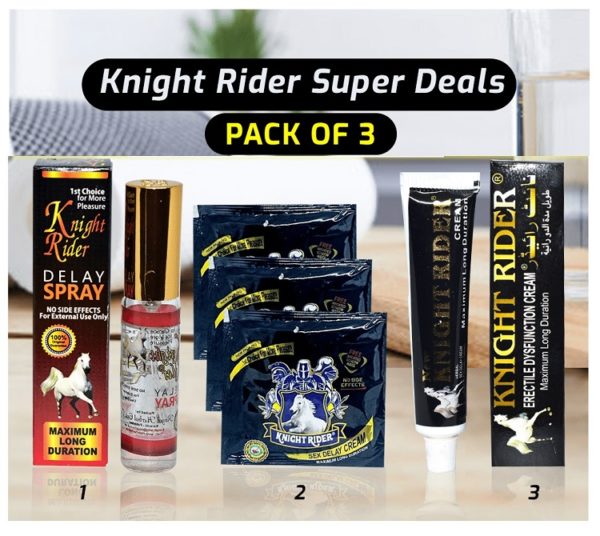 Super Knight Rider Combo Deal Pack of 3 Cream, Spray & Condom