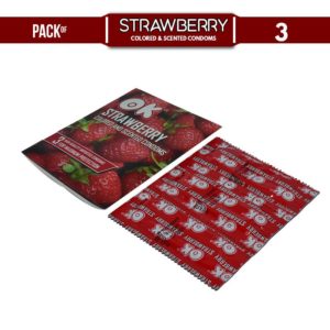 OK Strawberry Condom Pack of 3